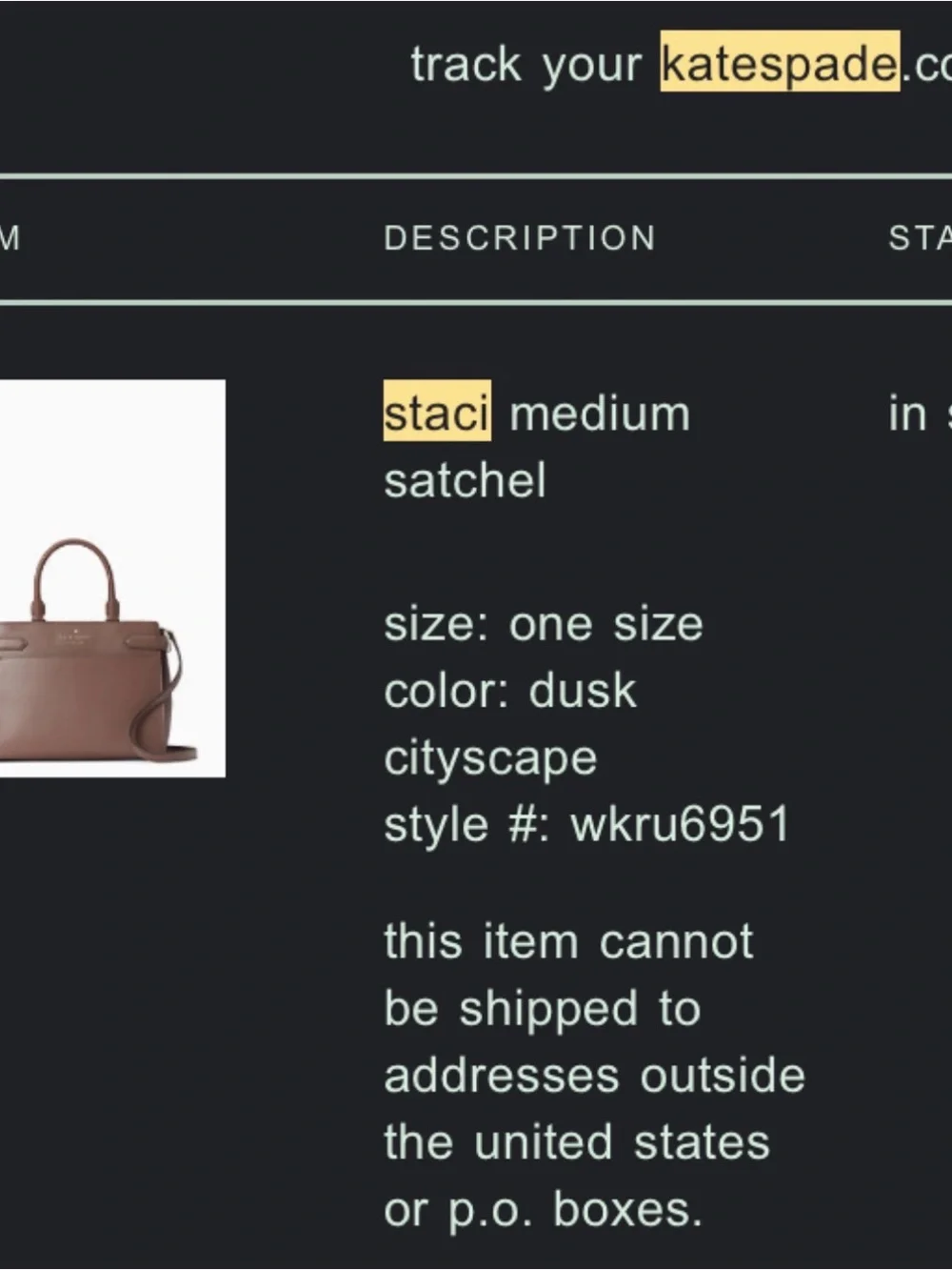 Kate Spade Staci Brown Leather Top-Handle Satchel
